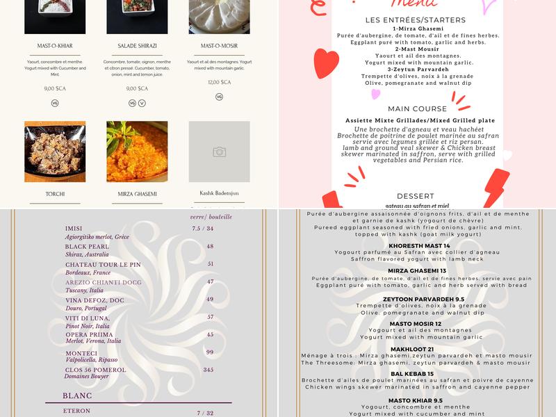 Ispahan Menu