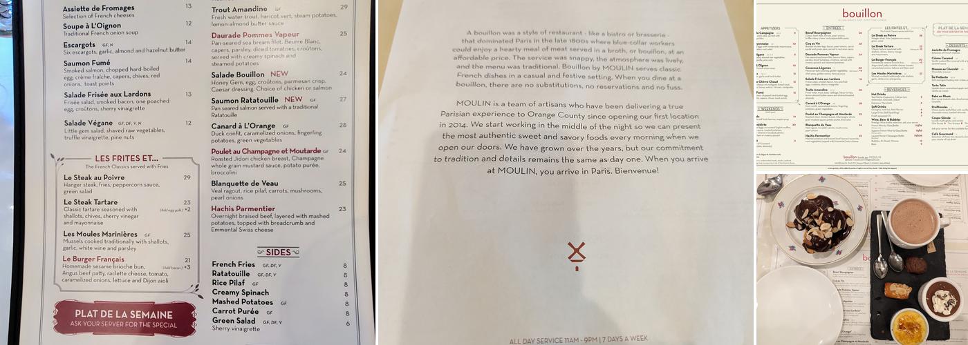 bouillon MOULIN Menu
