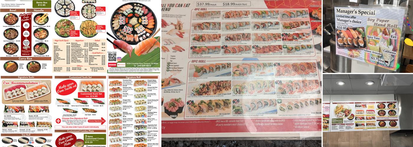 Kozo Sushi Menu