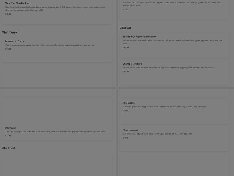 Nit Noi Thai Kitchen Menu