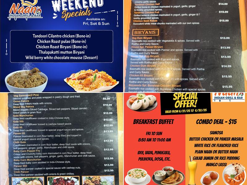 Naans Indian Grill & Bar Menu