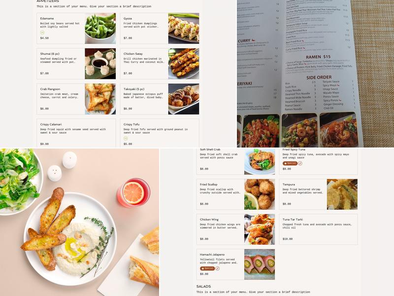 Kaze Sushi and Thai Menu