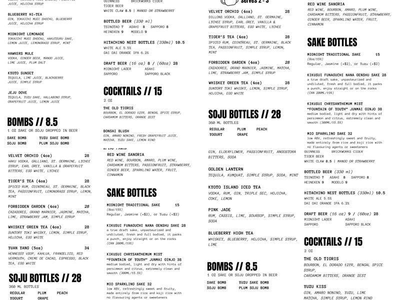 Midnight Market Menu