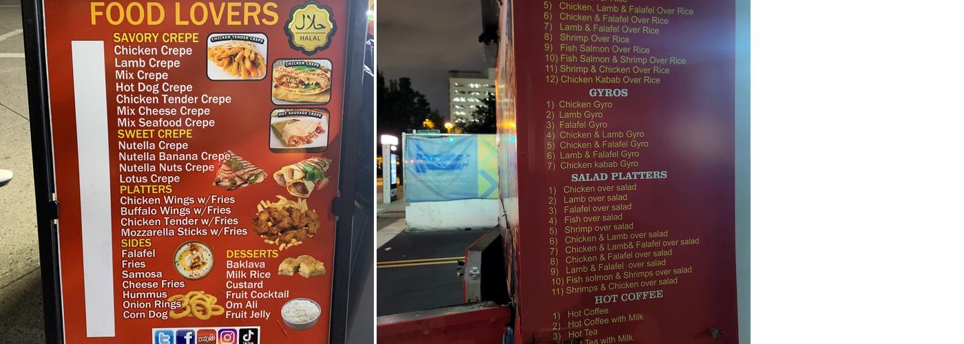 Zeze Cool Halal Food Truck Menu