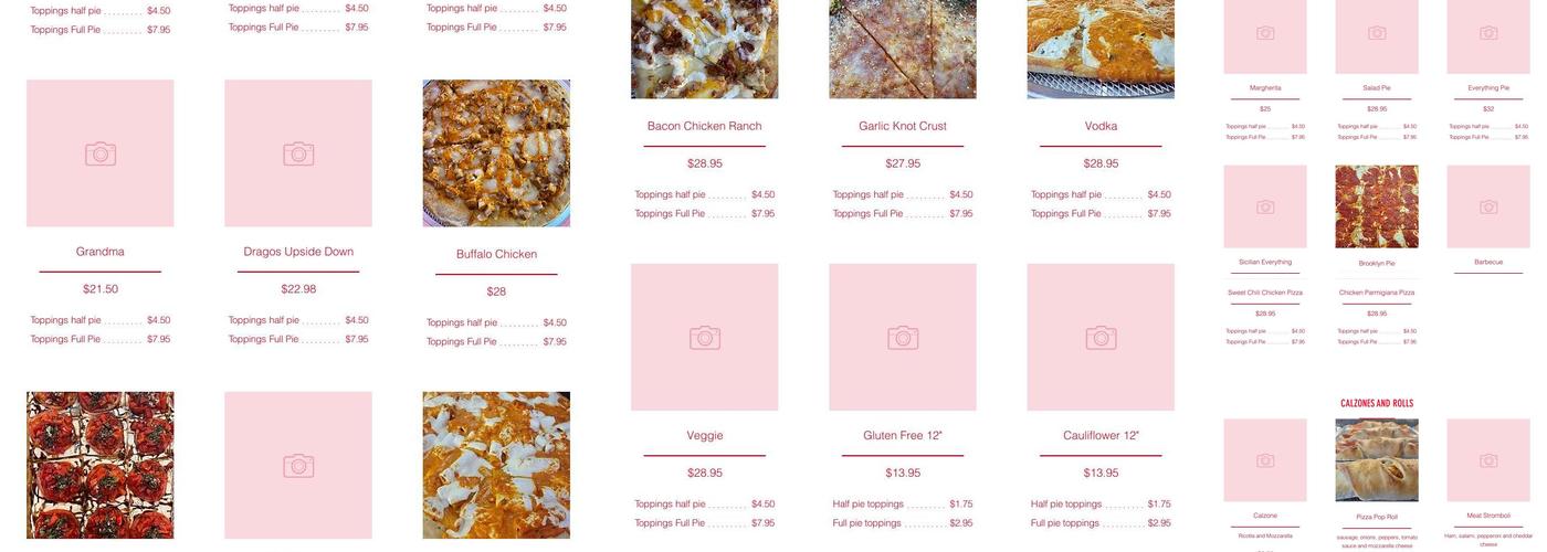 Dragos Pizza Menu