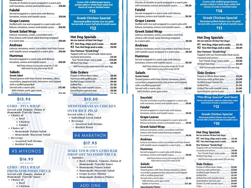 Greek On The Run Food Truck & Catering Menu