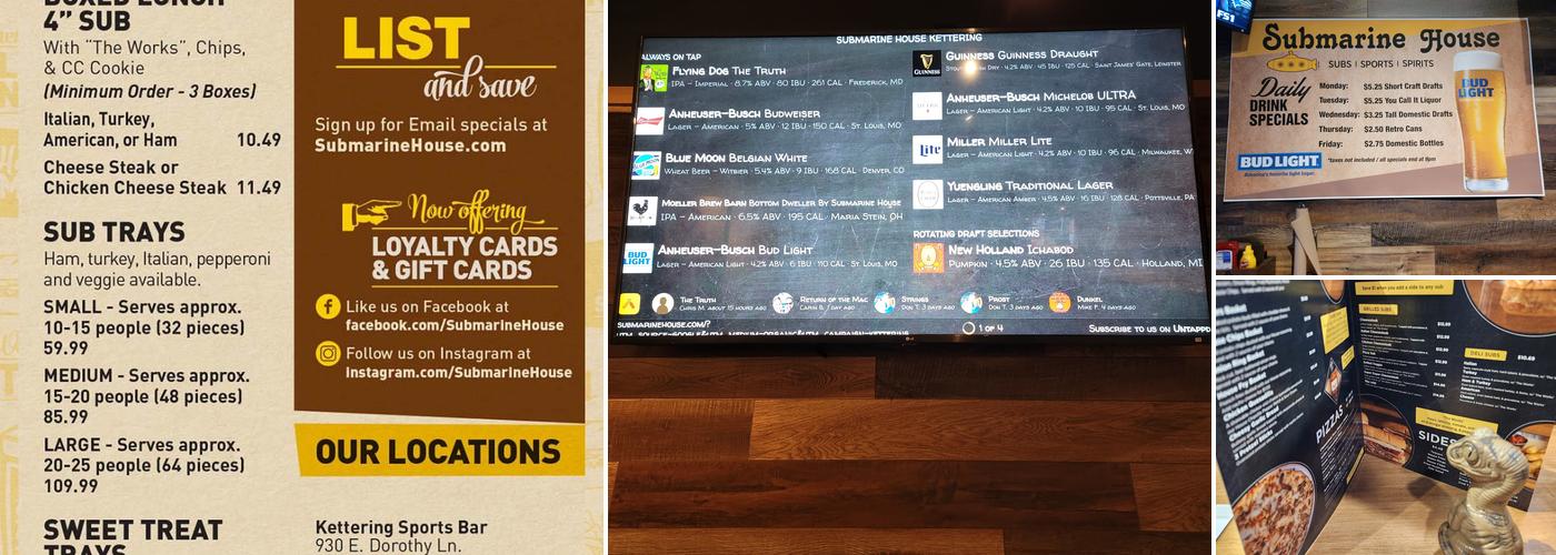 Submarine House Menu