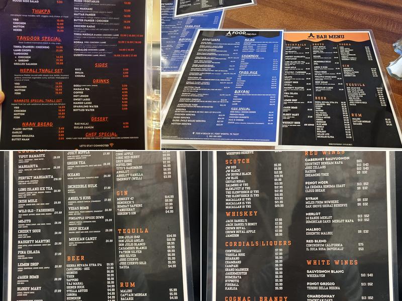 Namaste Grill & Bar Fort Worth Menu