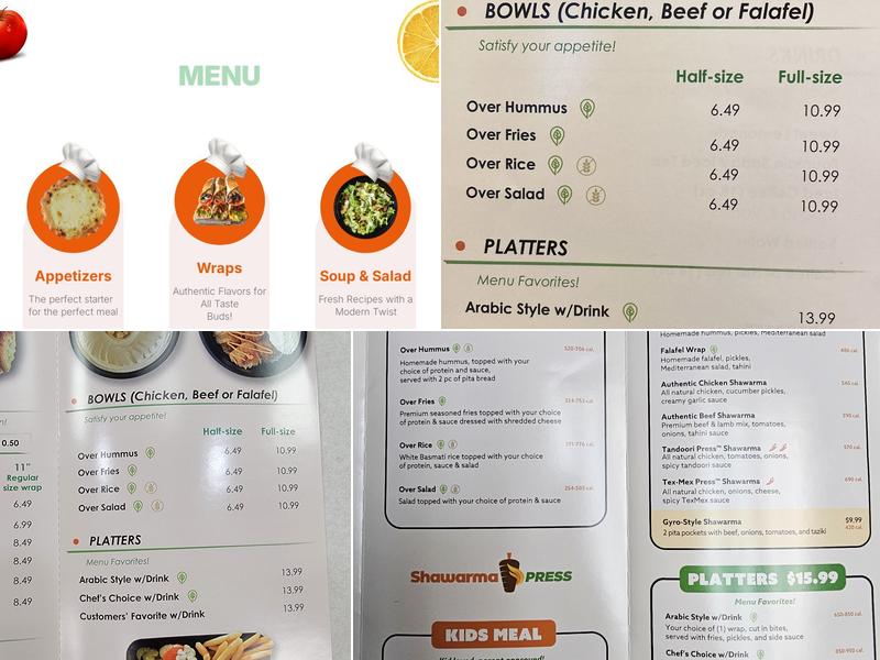 Shawarma Press - San Antonio Menu