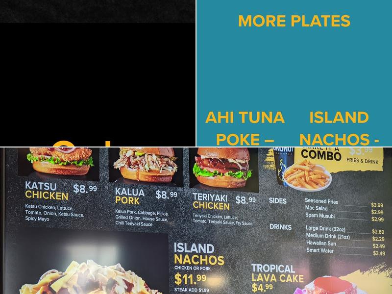 Kokonut Island Grill Logan Menu