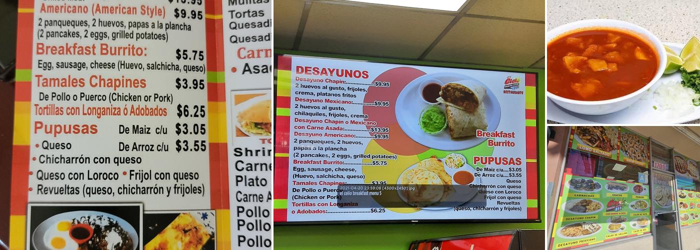 EL Cielo Restaurant Menu