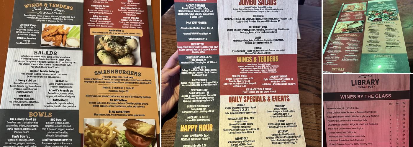 Library Pizza & Pub Menu