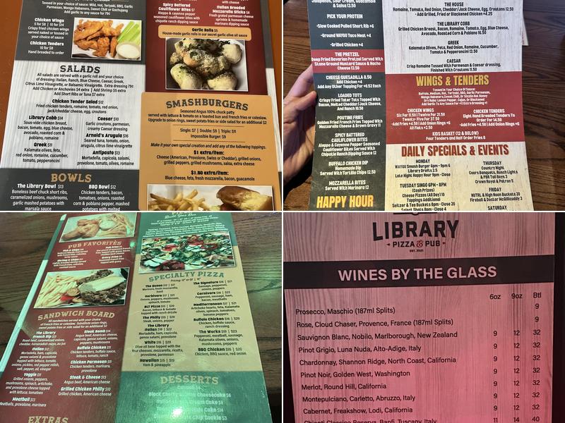 Library Pizza & Pub Menu