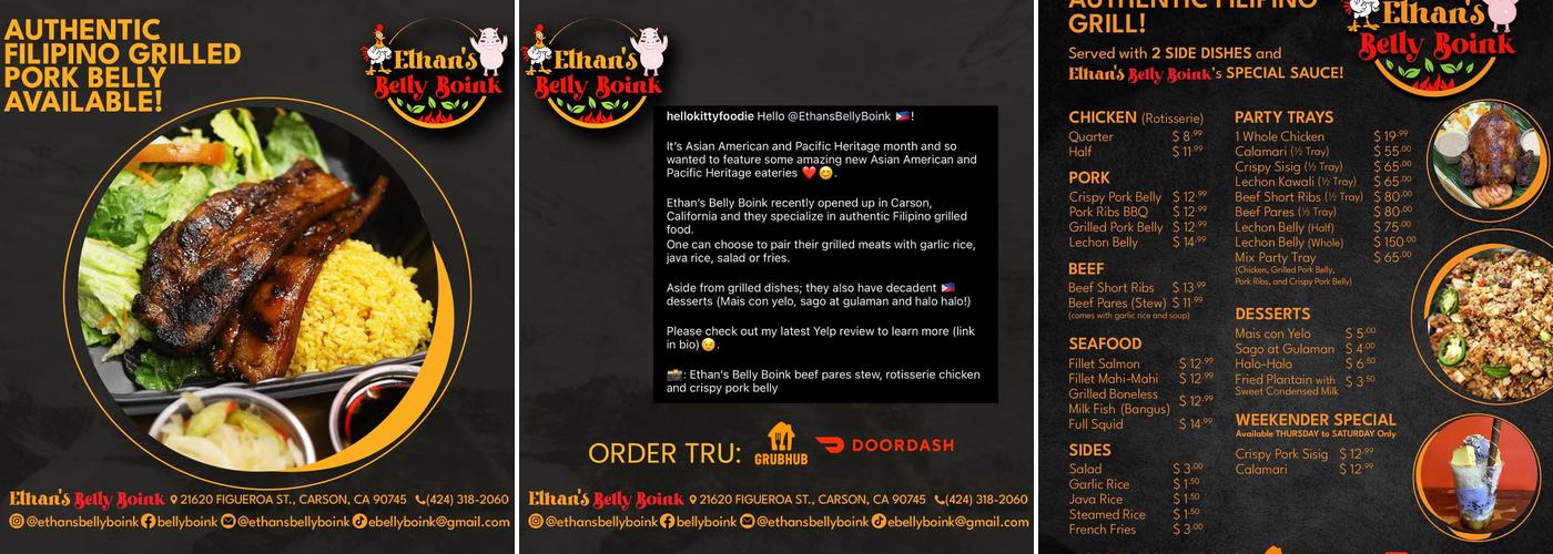 ETHAN'S BELLY BOINK Menu