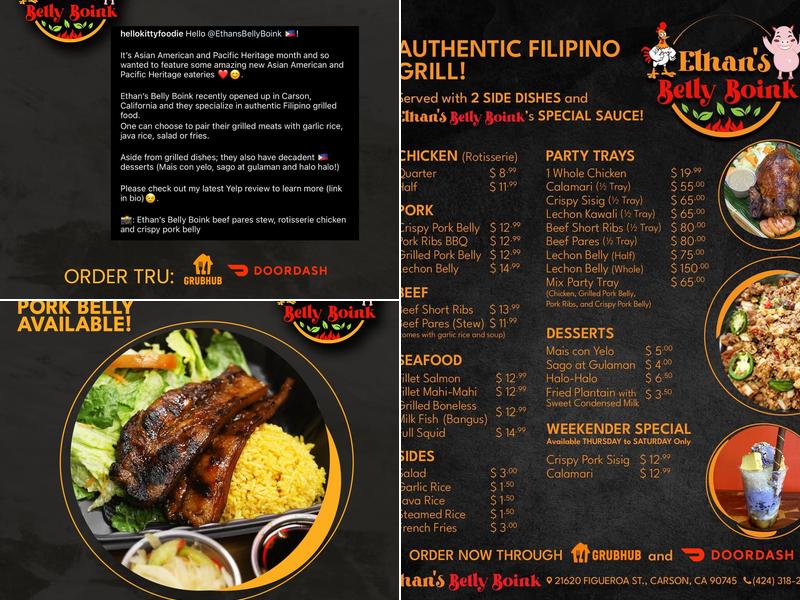 ETHAN'S BELLY BOINK Menu