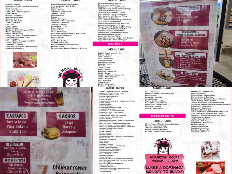 Michoacana Gourmet - Lawrenceville Menu