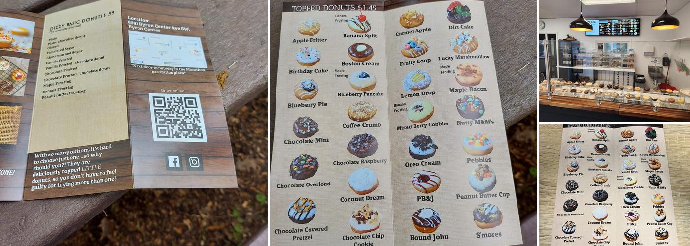 Dizzy Donuts Menu
