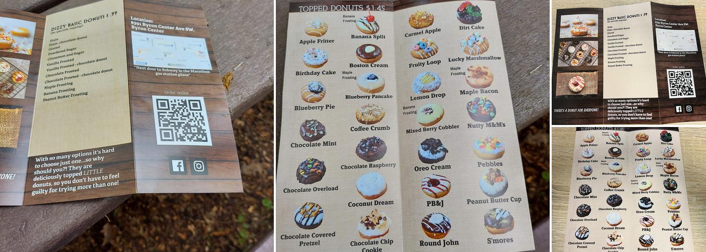 Dizzy Donuts Menu
