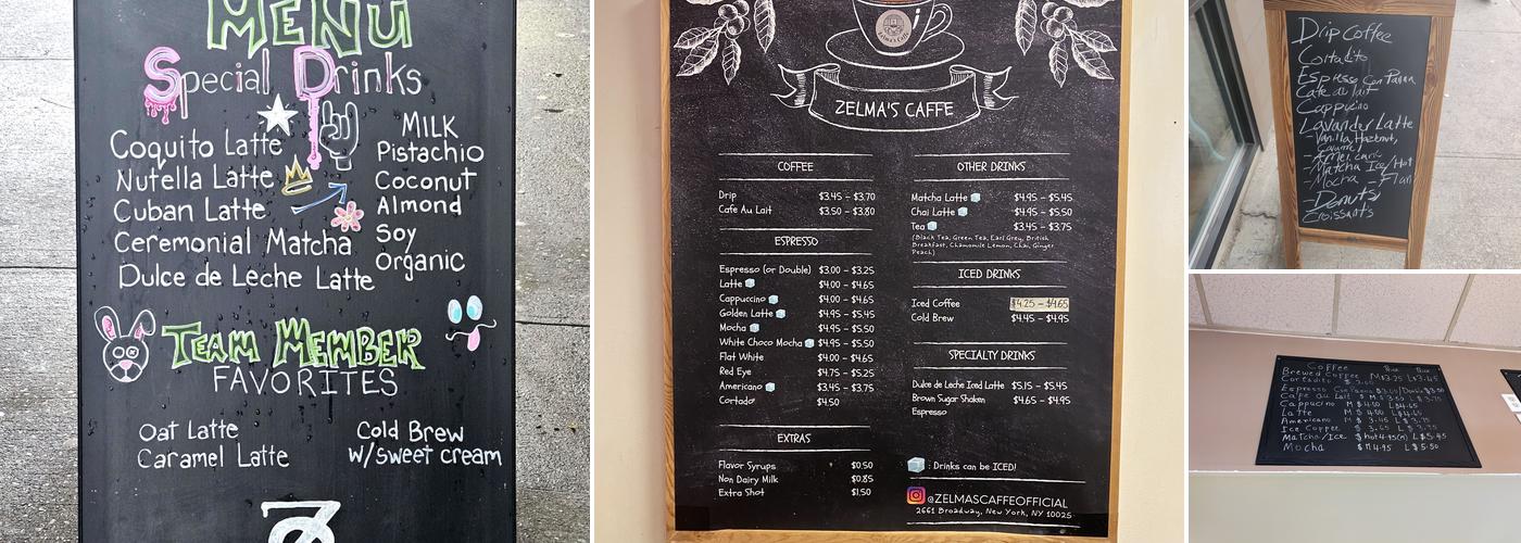 Zelma's Caffe Menu