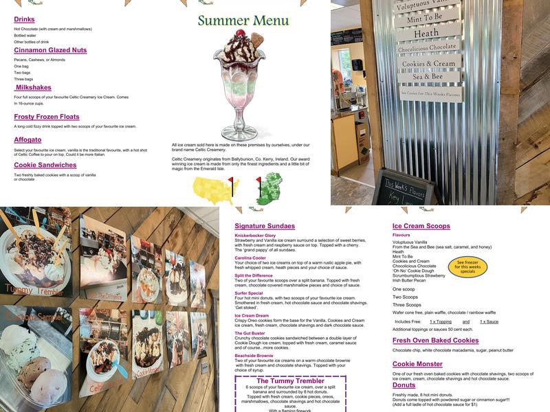 Celtic Creamery WNC Menu