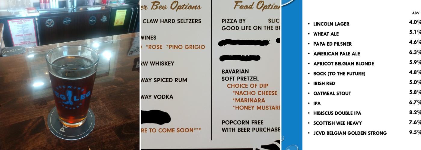 Peg Leg Brewing Menu