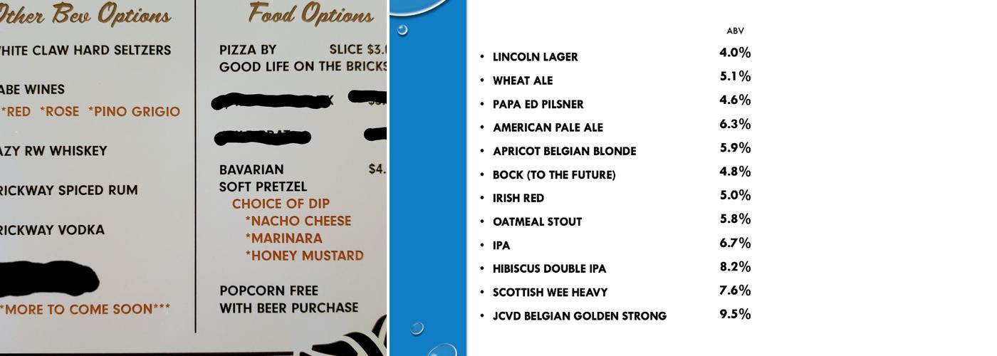 Peg Leg Brewing Menu