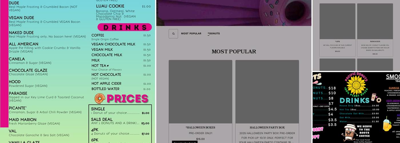 Pacific Donuts Menu