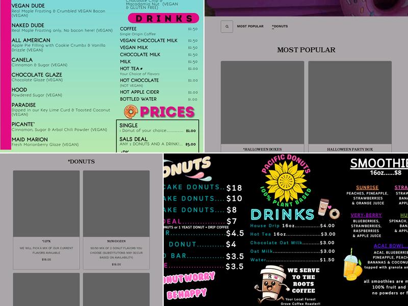 Pacific Donuts Menu