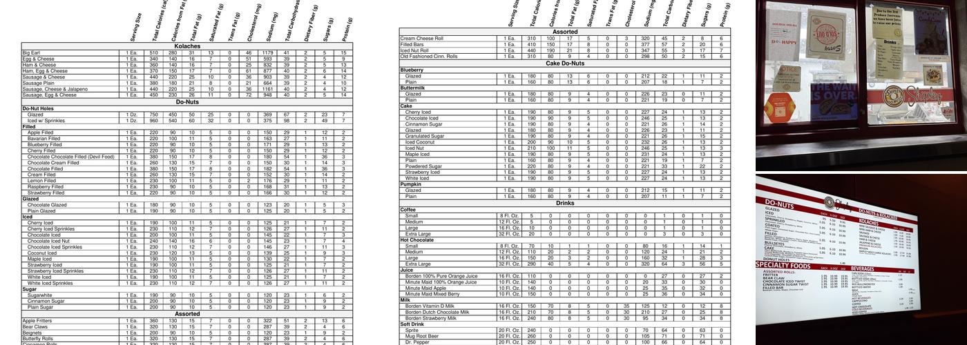 Shipley Do-Nuts Menu