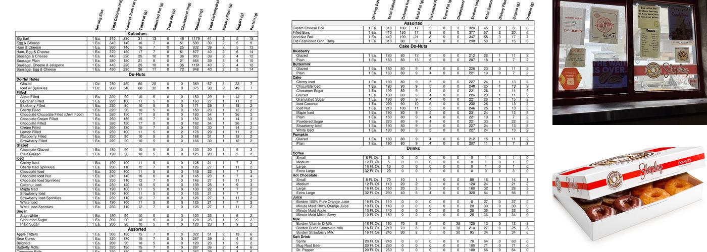 Shipley Do-Nuts Menu