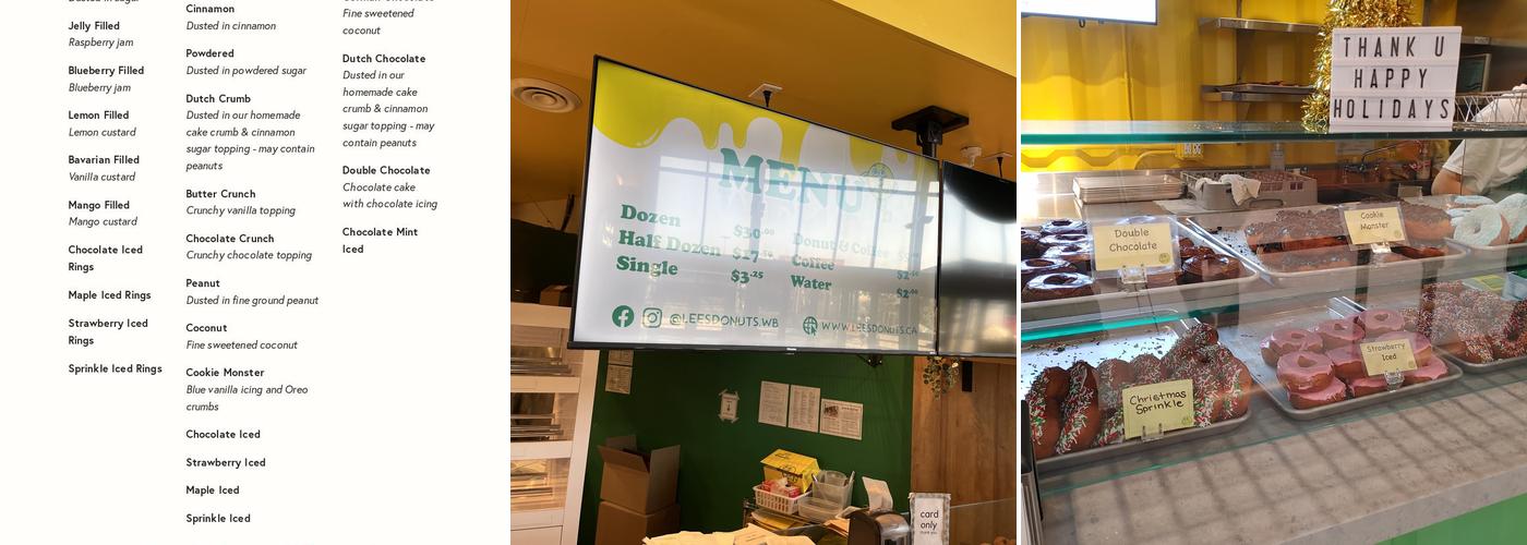 Lee’s Donuts Willowbrook Menu