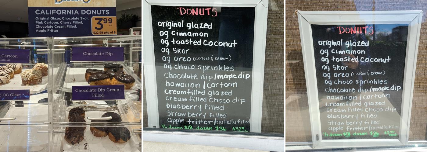 Harry and Heels California Donuts Menu