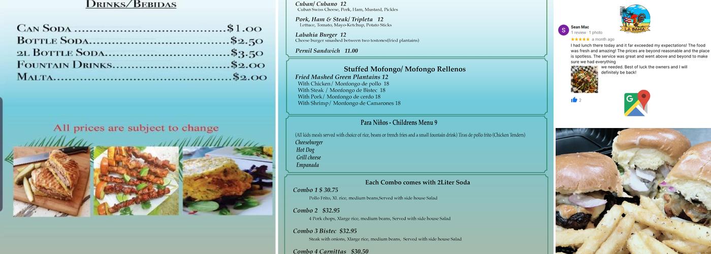 La BAHIA Menu