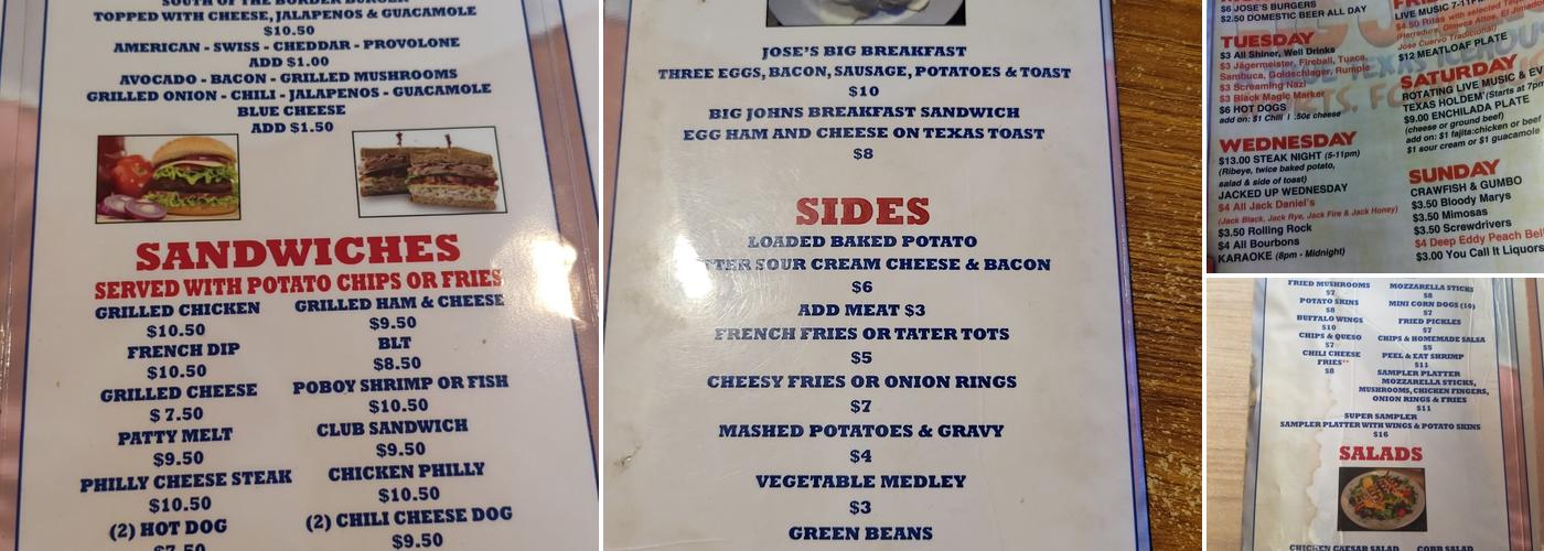 Big John's IceHouse Menu