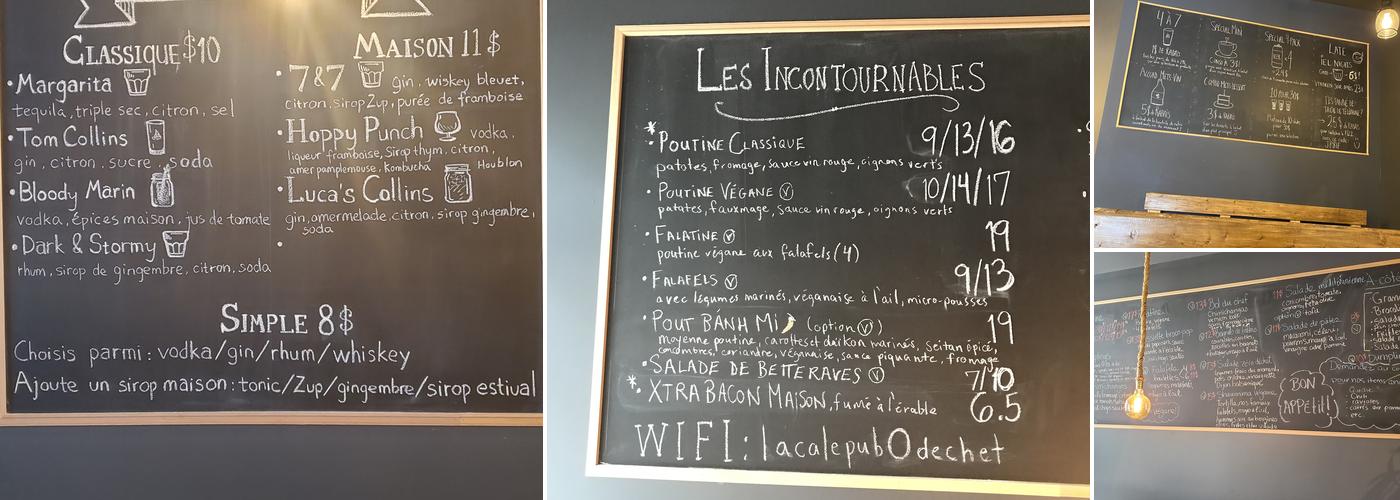 La Cale - pub zéro déchet Menu