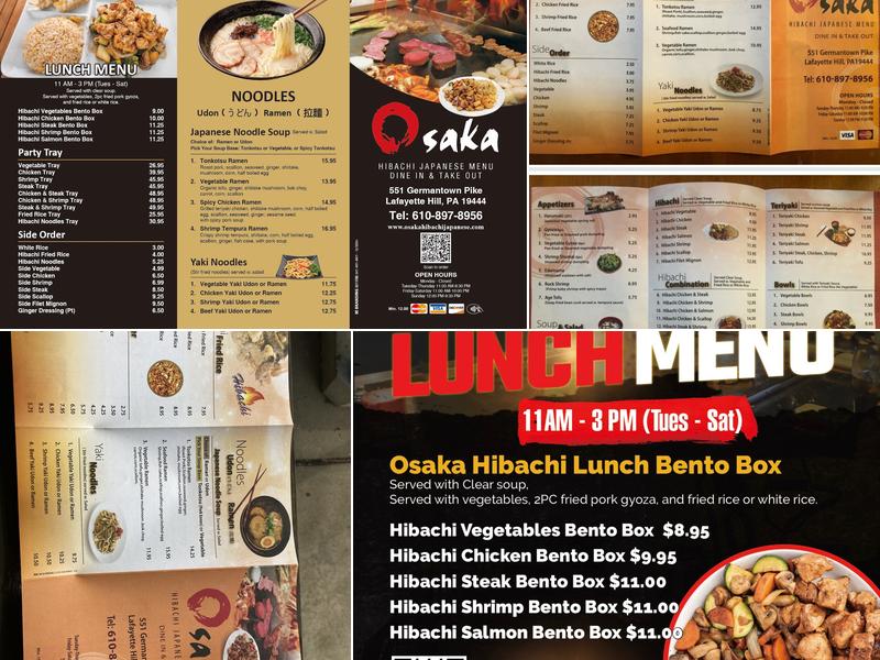 Osaka Hibachi Japanese Menu