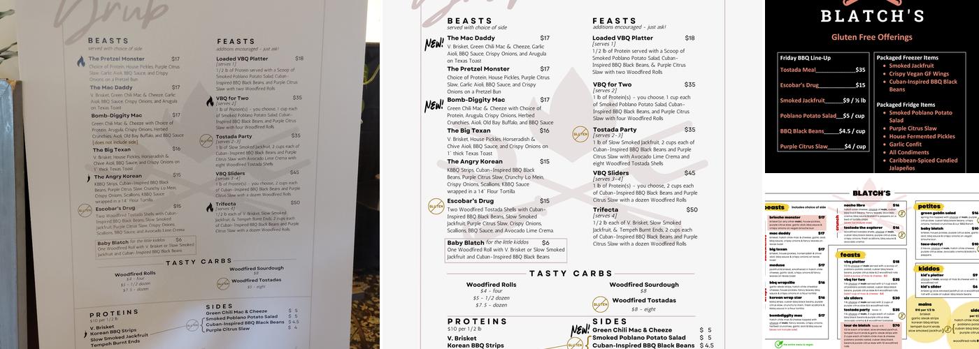 Blatch's BBQ Menu
