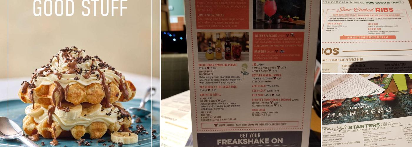 Harvester Wych Way In Droitwich Menu