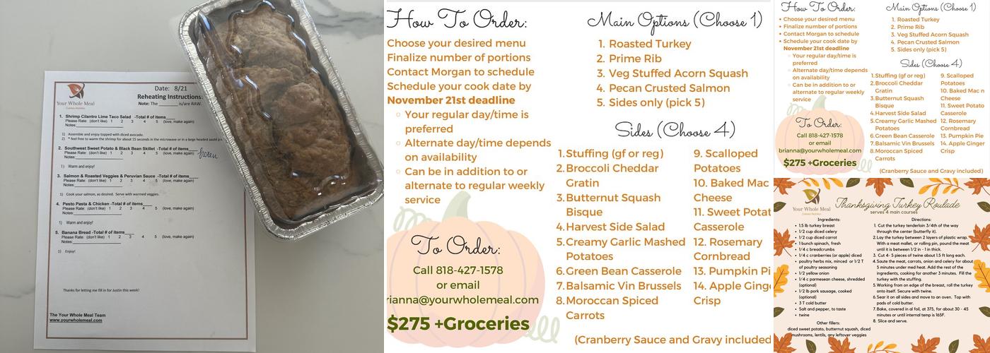 Your Whole Meal, Nutrition-Centered Personal Chef Menu