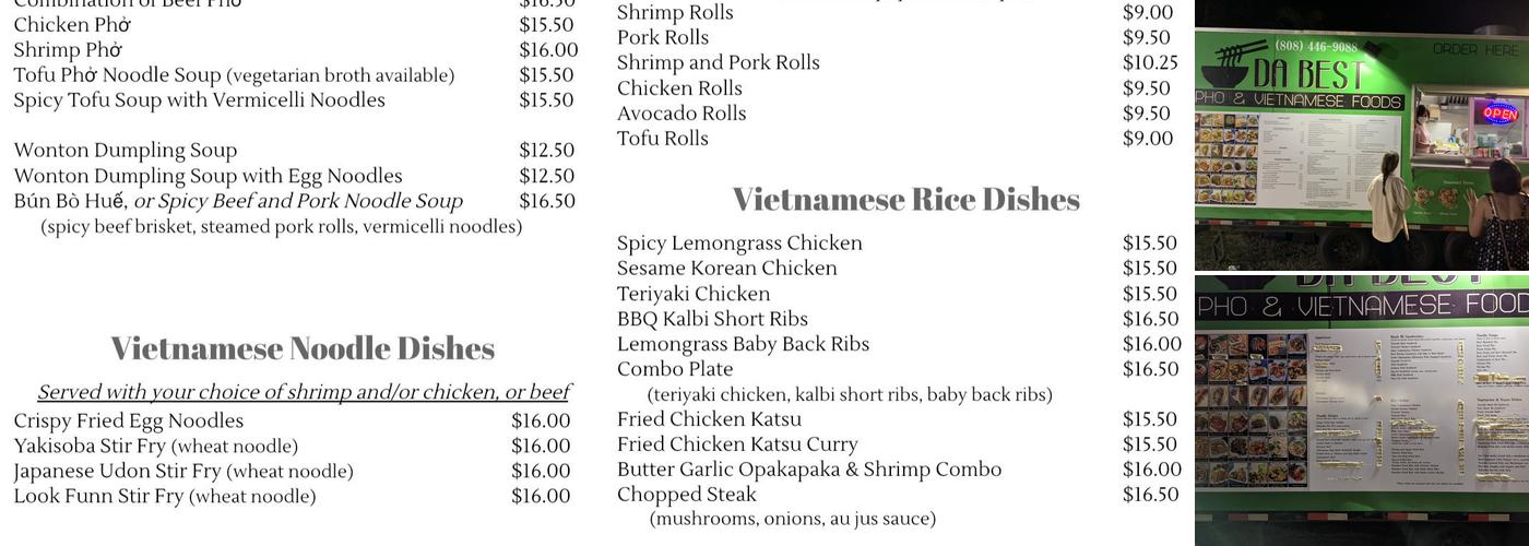 Da Best Phó & Vietnamese Foods Menu