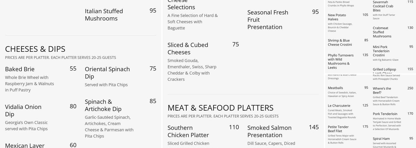 Alacarte Catering Menu