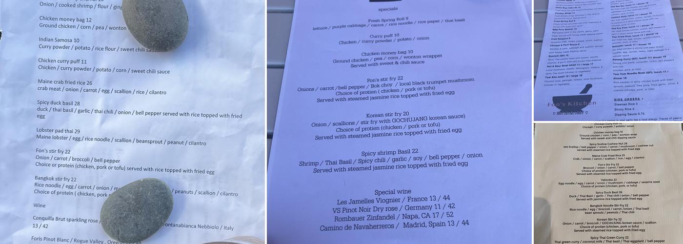 Fon's Kitchen Menu