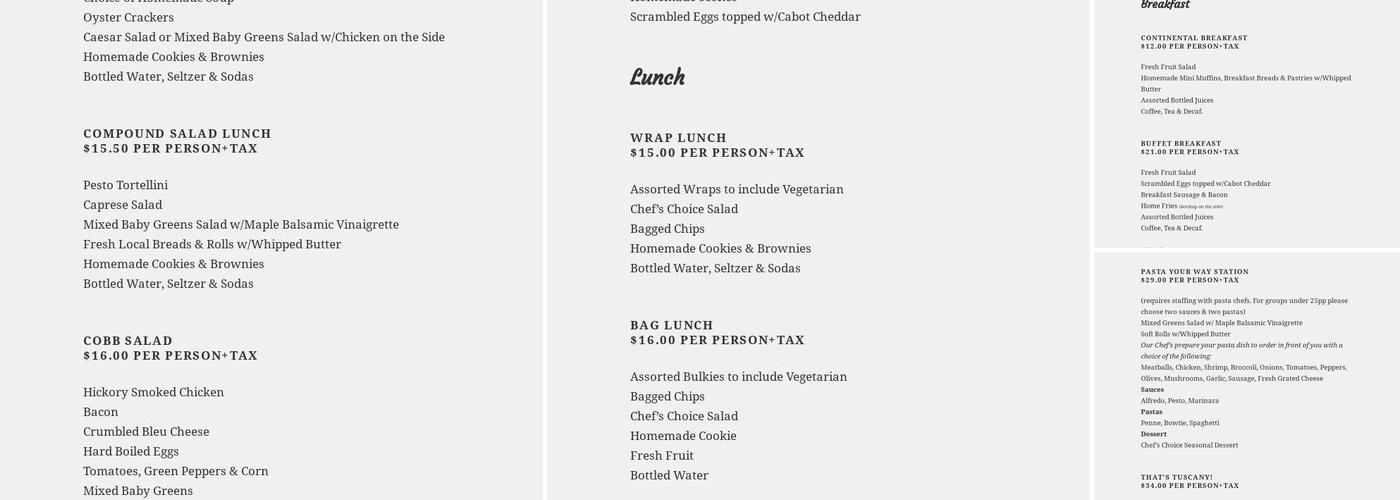 Maple Street Catering Menu