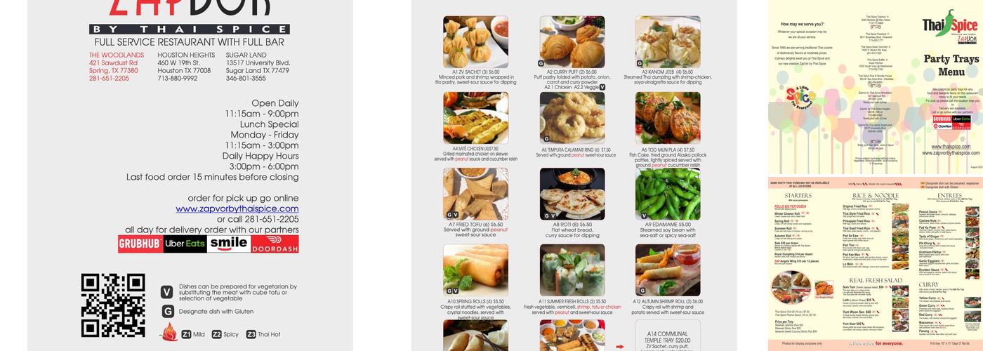 ZapVor by Thai Spice - Woodlands Menu