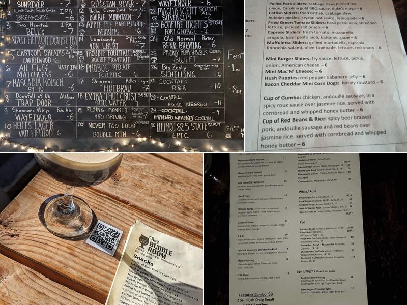 Tiny Bubble Room Menu