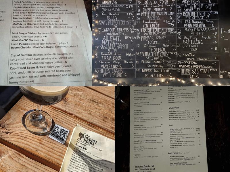 Tiny Bubble Room Menu