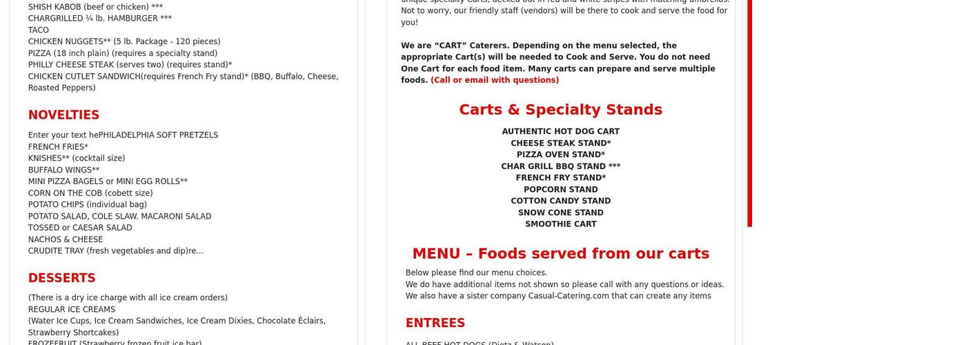 The Gourmet Vendor Menu