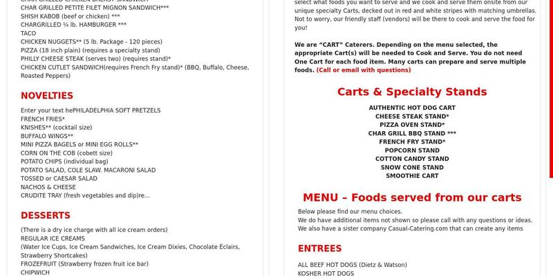 The Gourmet Vendor Menu