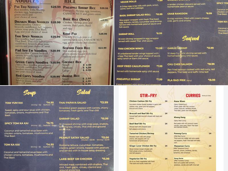 Siam Thai Kitchen Menu