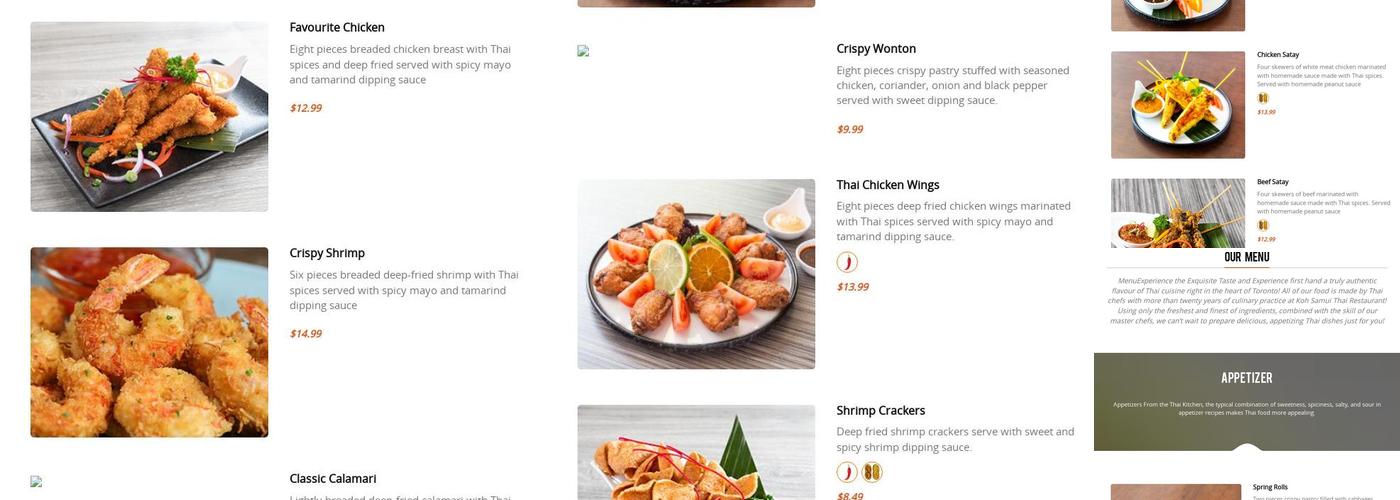 Koh Samui - Thai Kitchen Menu